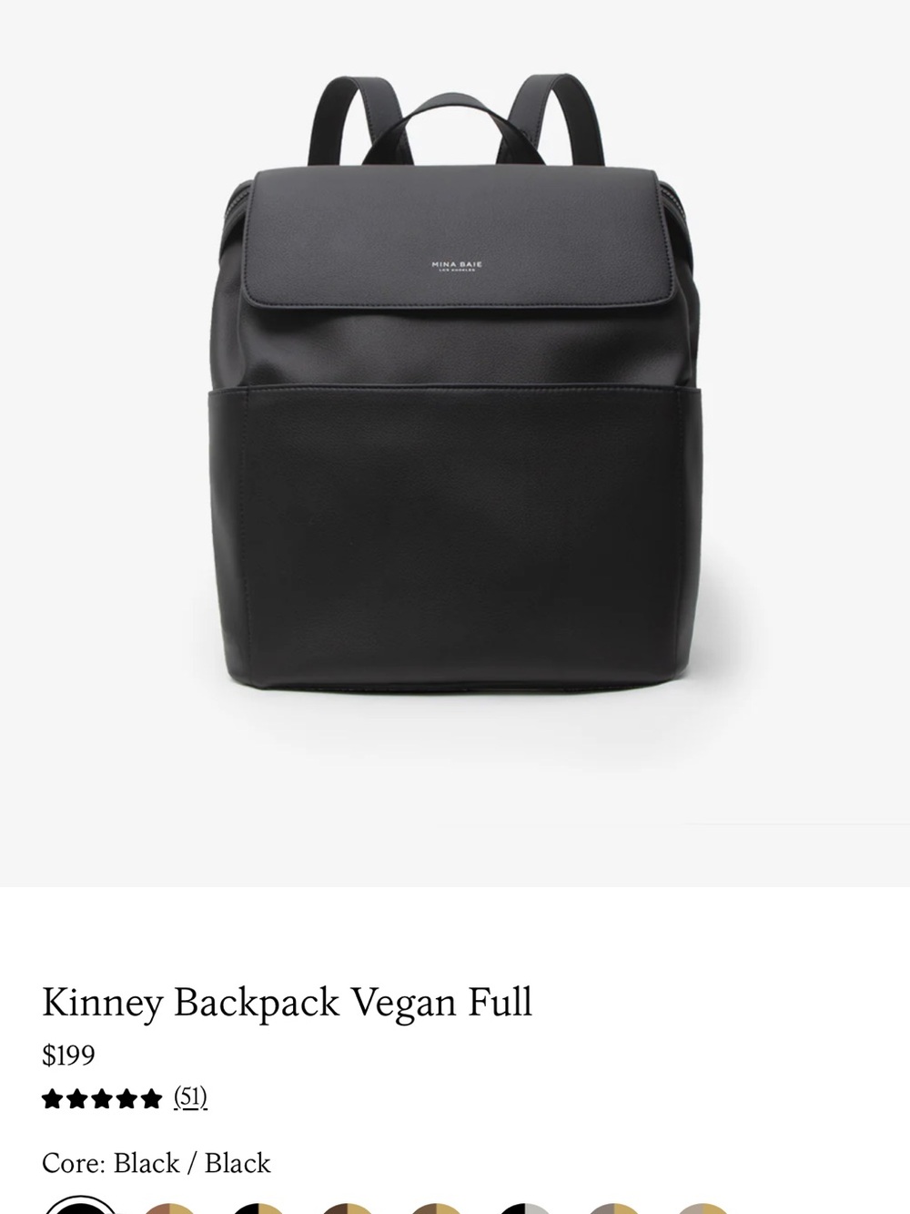 Mina Baie Black Vegan Leather Baby Backpack - Picture 2 of 7